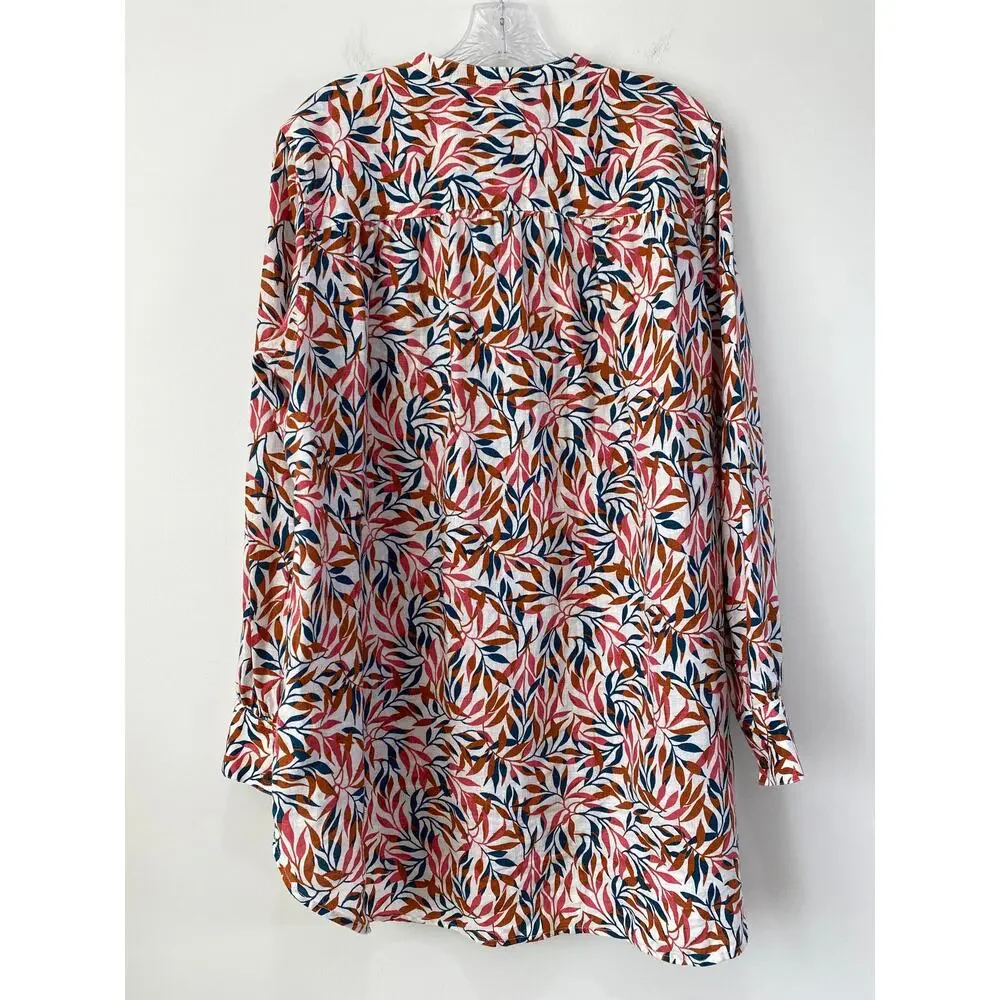 Lands' End Womens Tunic Top Size L 100% Linen Long Sleeve Pockets Resort Beach - Picture 11 of 11